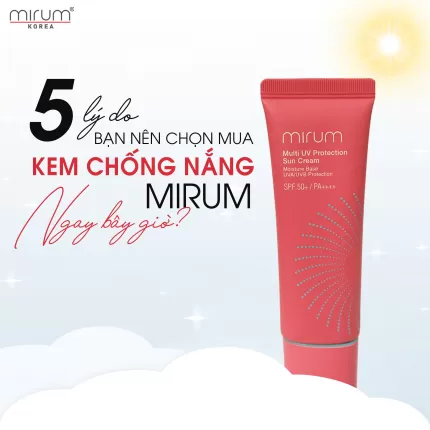 Kem chống nắng nâng tông, dưỡng trắng, ngừa lão hóa và bảo vệ da toàn diện – Mirum Multi UV Protection Sun Cream SPF 50+/PA+++ 50ml